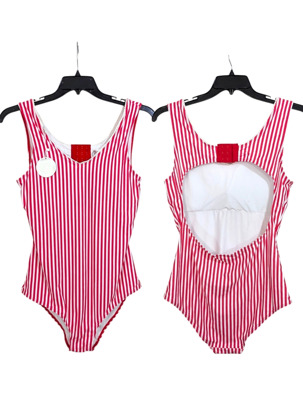 NEW Dondolo Ava Mom Swimsuit - Red & White Striped - Size XL Womens Bathing Suit